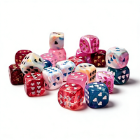 Dés en acrylique personnalisés D6 16 mm avec motif cœur, logo personnalisé, dés de jeu roses pour les couples, accessoires de jeu amusants