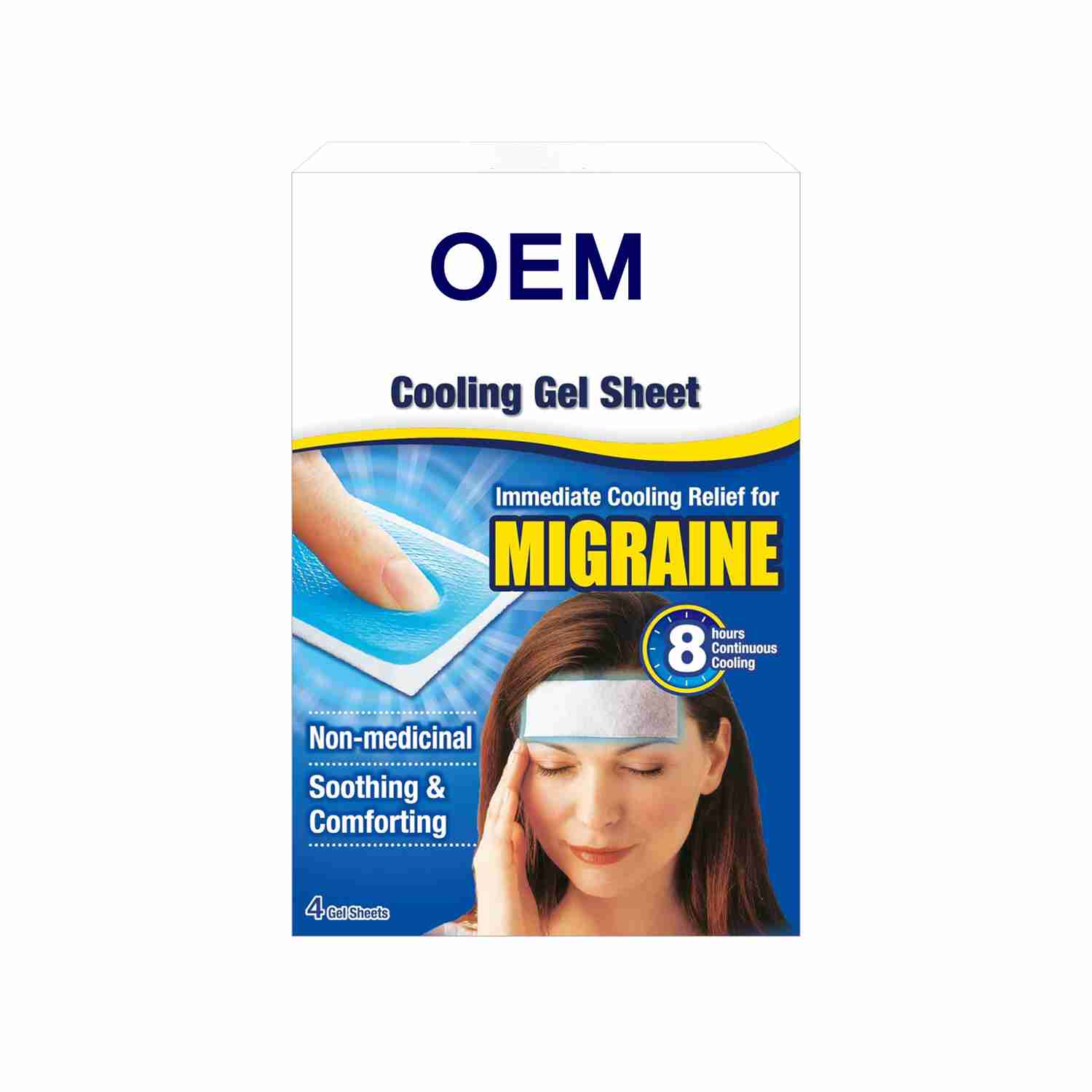 Cooling Gel Sheets/ 4 Pack/Immediate Cooling Relief For Migraine & Severe Headache