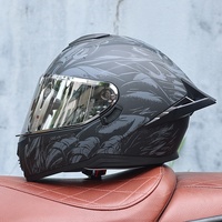 Casque de moto intégral Lvs certifié 3C, motif floral toutes saisons, visière transparente, coque ABS, pour hommes et femmes, grande taille