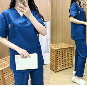 Cuidado DE LA SALUD Stretch Soft Stretch Pocket Scrub Elástico Cordón Antiarrugas Hospital Personal Enfermeras Doctor Scrub uniforme médico - Product Image 6