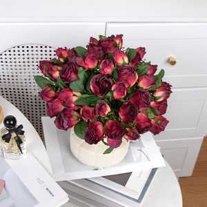 Bouquet de roses artificielles Gardenia, 12 têtes, style vintage, fleurs en soie pour la décoration du salon et de la table à manger - Product Image 3