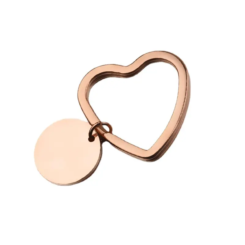 New Fashion Jewelry Stainless Steel Heart Key Ring Bar Keychain Blank Laser Engraving Keychain Custom for Diy Key Ring