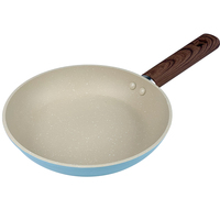Ensemble de poêles antiadhésives écologiques pour la cuisine domestique, design classique, couvercle en verre, revêtement en granit, manche en bois