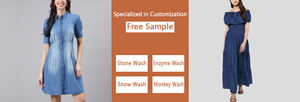 الأكثر مبيعًا ملابس بلا أكمام-ملابس مخصصة ذات رقبة مربعة من القطن الجينز فستان نسائي - Product Image 6