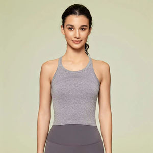 قميص رياضي نسائي بدون أكمام خفيف الوزن وقابل للتنفس مصنوع من السباندكس/النايلون بياقة دائرية للتدريب واليوجا - Product Image 4