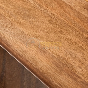 Table console en bois massif d'orme avec pieds en panneaux inclinés, table de canapé minimaliste, finition grain naturel, mobilier moderne pour la maison - Product Image 4