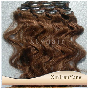 Prodotti di vendita caldi clip nell'estensione dei capelli clip nelle estensioni dei capelli 100% capelli umani 18 pollici, onda d'acqua, ricci, in magazzino - Product Image 3