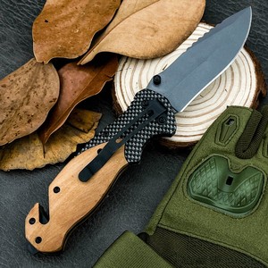 Cuchillo Plegable de Bolsillo para Exteriores, de Grado Industrial, con Mango de Madera y Hoja 5Cr13Mov, OEM, Táctico, Utilitario, para Campamento y Supervivencia - Product Image 1