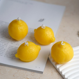 3D Simulation Lemon Shaped Scented Soy Wax Candle Fruit Figurine Aromatherapy Candle Home <b>Table</b> Decor Gift - Product Image 2