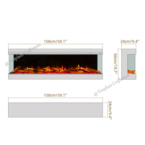 <span class=keywords><strong>Caminetto</strong></span> Elettrico Decorativo Realistico 3D da Incasso a Parete, a 3 Lati, con Telecomando - Product Image 3