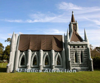 Église gonflable commerciale d'extérieur en PVC, grande, portable et économique, pour fêtes, bars ou Halloween
