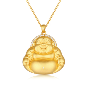 Collar FANYA FYXL1282 con Colgante de Buda Estilo Budista en Aleación de Cobre Chapado en Oro con Circonita Cúbica, Regalo de Boda Moderno - Product Image 2