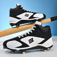 Chaussures de baseball pour hommes, mi-montantes, crampons moulés en caoutchouc intégral, chaussures d'entraînement pour softball, noir et blanc, large, du 38 au 46 EU