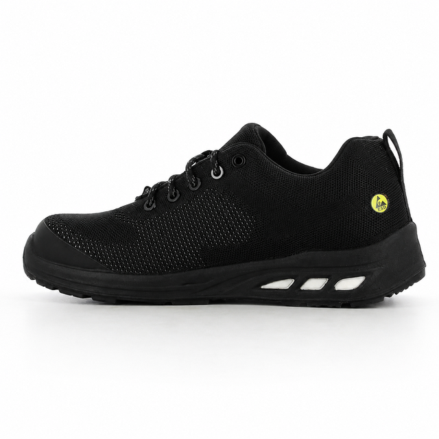 Safety Work Sneakers GRS Flyknit Microfiber Mesh Upper PU Sole Antibacterial Poron Insole Breathable Eco Mesh Interior Shoes