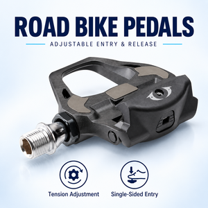 Pedales de Bicicleta de Carretera sin Clip, Compatibles con SPD-SL, Cuerpo de Carbono Compuesto, Plataforma Ancha, Tensión Ajustable - Product Image 5