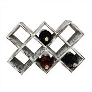 Porte-vin en bambou pliable et autoportant avec étagère de présentation au design rustique classique - Product Image 1