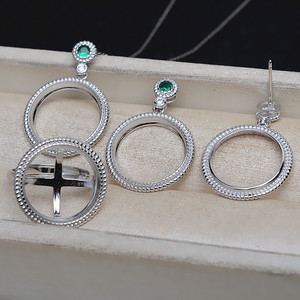 Juego de Accesorios de Plata S925 para DIY, 4928, Colgante, Pendientes, Anillo, Soporte para Perlas de 17mm, Concha de Caballito, Base Plana, Joyería de Moda - Product Image 2