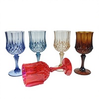 Verres à vin en plastique transparent bleu style vintage, sans BPA, réutilisables, 220 ml, incassables, pour mariage, banquet, fête, bar