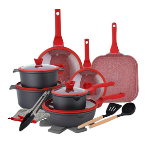 Set di Pentole Elite Japandi Vibe 21 Pezzi, Pentola per Latte 18cm, Casseruola 24-28cm, Teglia per Pizza 28cm, Spatola, Cucchiaio, Pinza, Guanti, Cucina Moderna - Product Image 1