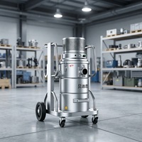 Aspirateur industriel silencieux en acier inoxydable à tambour unique pour salle blanche, grande capacité 55L, équipement de dépoussiérage
