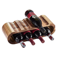 Support de rangement pour vin en bois d'acacia moderne, durable, facile à nettoyer, pour 6/8 bouteilles, idéal pour les fêtes