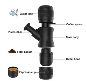 Hand Press Portable Espresso Maker compatible various capsule and coffee powder