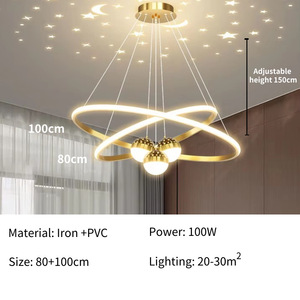 Lustre LED moderne simple ciel étoilé nordique avec télécommande, hauteur réglable, luminaires suspendus pour restaurant, chambre à coucher, salle à manger - Product Image 6