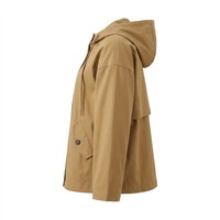 Veste à capuche grande taille pour femme, kaki, boutonnée, manches longues, coupe décontractée, avec poches à rabat, vente en gros, personnalisable