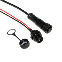 Connecteur M12 à montage sur panneau, en cuivre, étanche IP67, 2 broches, pour câble d'éclairage LED et boîte de jonction