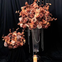 Décoration Florale de Mariage Faite à la Main en Terre Cuite, Fleurs de Mariage en Soie Rouille, Boule de Fleurs en Gros pour Centre de Table