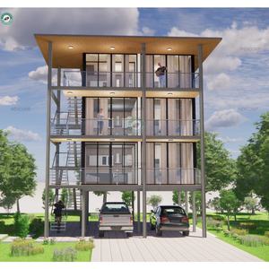 Hotel Modular en Contenedores con Estacionamiento en <span class=keywords><strong>Alquiler</strong></span>, Hotel Resort de 3 Pisos con Vista al Mar, Habitaciones Decoradas con Estilo del Sudeste Asiático - Product Image 2