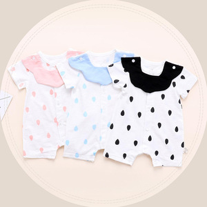 Custom Made New Born Baby Clothes Wholesale European Style Knit Infant Girl O-Neck Dot Rompers - Product Image 1