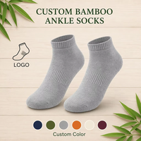 Chaussettes en bambou gris clair de qualité supérieure avec logo personnalisé, douces, respirantes, anti-odeur, coupe basse, pour hommes et femmes