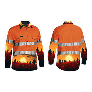 사용자 정의 패턴 패션 반사 안전 하이 비스 긴 소매 코튼 드릴 <span class=keywords><strong>3M</strong></span> 반사 줄무늬 운동 셔츠 남성 - Product Image 4