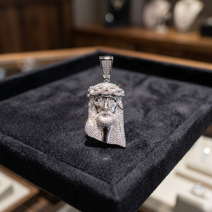Pendentif Jésus Iced Out en Moissanite, Collier Chaîne en Argent Tressé, Bijoux Hip Hop pour Hommes - Product Image 4