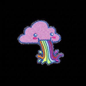 Rainbow Cloud Embroidered Eco-Friendly Canvas Iron-On Patch Applique for Custom Gifts - Product Image 1