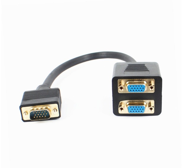 VGA Monitor Y Cable VGA Male to 2 Female Splitter Adapter Support 1080P Full HD for PC Monitor Projector