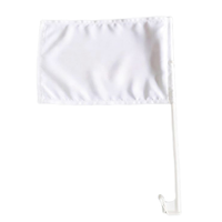 Drapeau de voiture personnalisé avec logo, impression numérique double face par sublimation, blanc vierge, avec support de mât pour fenêtre de voiture