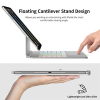 Clavier magnétique sans fil OEM pour iPad avec rétroéclairage 7 couleurs, touches à ciseaux, pavé tactile multi-touch et panneau en alliage d'aluminium