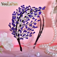 YouLaPan – bandeau bleu élégant pour femmes, associé à des strass, adapté aux mariages, aux danses, aux fêtes, accessoires de cheveux élégants, YXA282