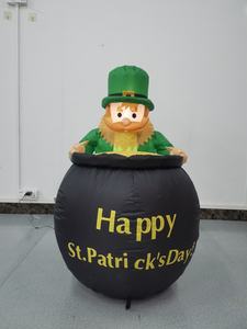 ของตกแต่งกลางแจ้งวันเซนต์แพทริกแบบเป่าลมขนาด 4 ฟุต ตุ๊กตาเลพรีคอนเป่าลมถือแก้วเบียร์พร้อมหม้อทองคำ ไฟ LED ในตัว - Product Image 6