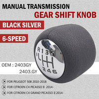 Pommeau de vitesse de voiture à 6 vitesses noir argent pour Peugeot 508 2010-2018 / Citroen C4 Grand Picasso II 2014-