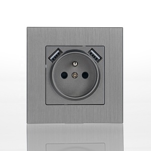 Prese a Muro Quadrate Serie <span class=keywords><strong>S</strong></span> 86*86mm con Porta USB 16A 250V Presa USB per Mobili Piastra in Alluminio Presa Elettrica Incassata - Product Image 1