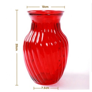 12x20.5cm Large <strong>Red</strong> Glass Flower <strong>Vase</strong> - Product Image 3