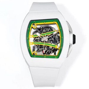 Reloj mecánico automático para hombre, estilo clásico y elegante, esfera de cerámica blanca, resistente a los golpes y al agua, con diseño de esqueleto. - Product Image 1