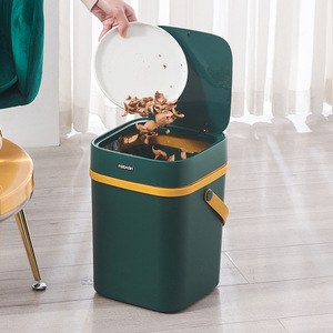 Square Waste <b>Bins</b> <b>With</b> <b>Lids</b> For Home Kitchen Living Room Push Button Sanitary <b>Bin</b> 4 Colors Available - Product Image 2
