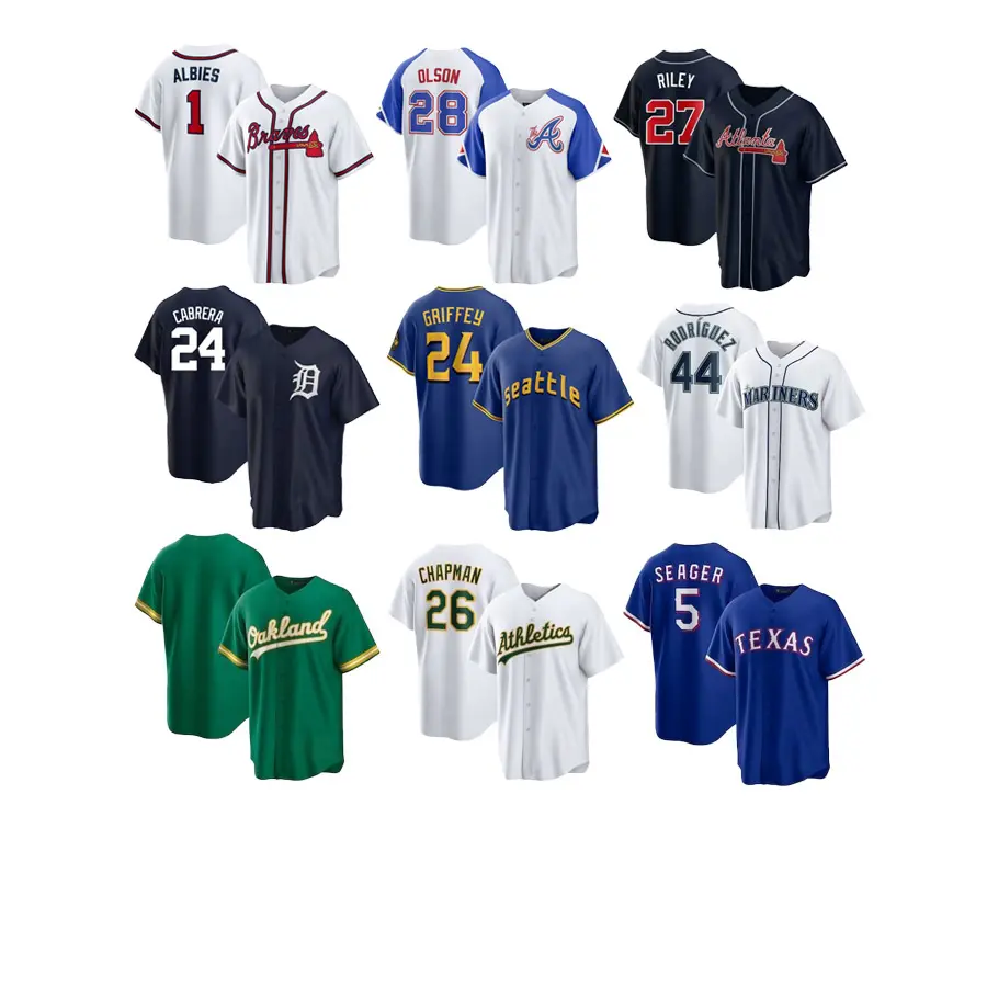 Original Embroidered Baseball Jersey Braves Tiger Mexico Mariner Mlbing Shirts Stitched Custom All Teams