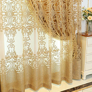 Tende di Lusso Jacquard Dorate Lucide in Stile Europeo per Soggiorno a Doppio Strato in Voile per Villa - Product Image 5