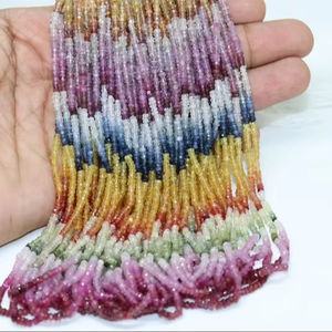 Cuentas Rondelle facetadas de zafiro múltiple de 16 pulgadas, piedras preciosas naturales multicolores, producto a granel hecho a mano - Product Image 1