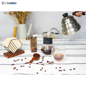 Filters, <strong>Dripper</strong>, Serving, Grinder, Scale with Timer, Wooden Kettle Double Walled Glass Cup <strong>V60</strong> Drip Coffee Maker Set - Product Image 2